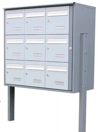 Boîtes aux lettres collectives Égée New - extérieure - en acier gris - avec pieds à sceller ou platine_0