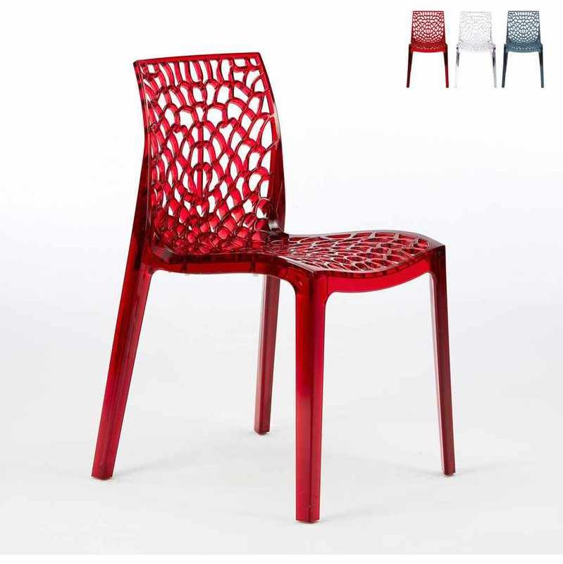 CHAISE TRANSPARENTE SALLE À MANGER CAFÉ EMPILABLE NID D'ABEILLE GRUVYER