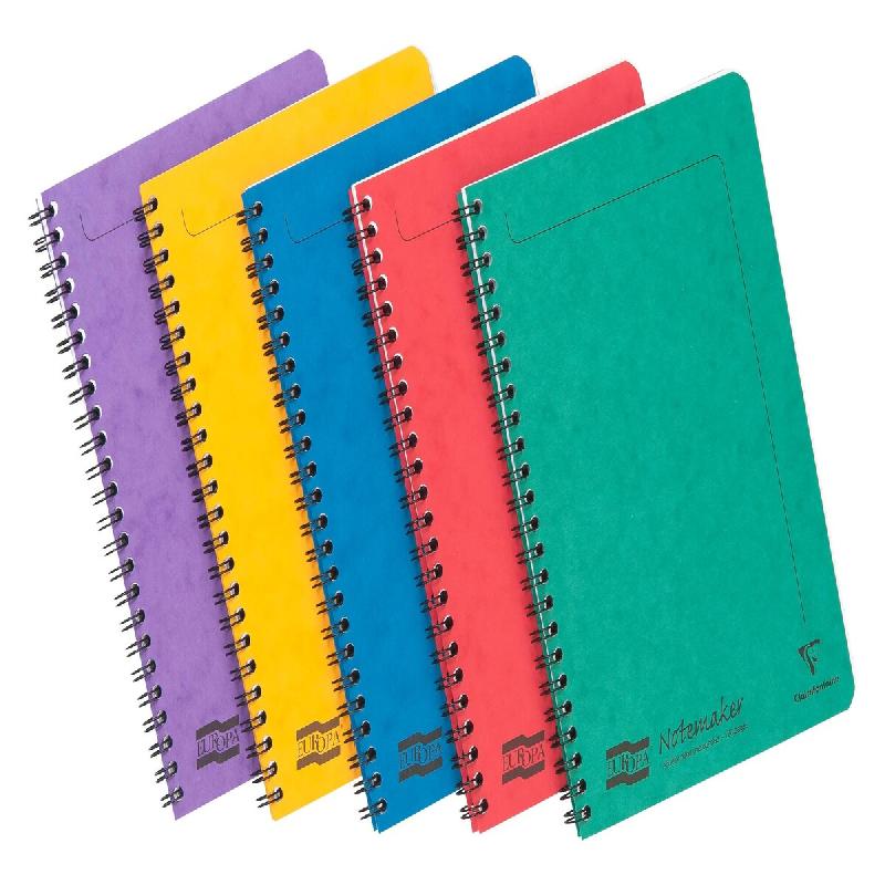 Clairefontaine Lot de 10 Carnet Europa Notemaker A5, 120p./60 feuilles détachables 90 g/m² reliure intégrale, ligné, coloris assortis (5) - multic_0