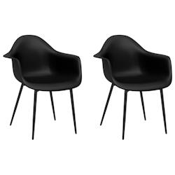 Décoshop26 - Set de 2 chaises de salle à manger dossier incurvé en PP noir et métal DEC025549 - noir 3000255308583_0