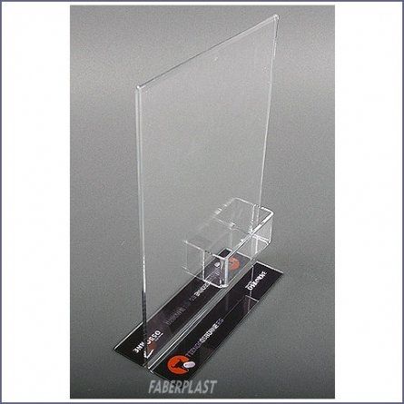 FBB900 - Porte-visuel de comptoir en plexiglas avec caissette porte-cartes - Faberplast_0
