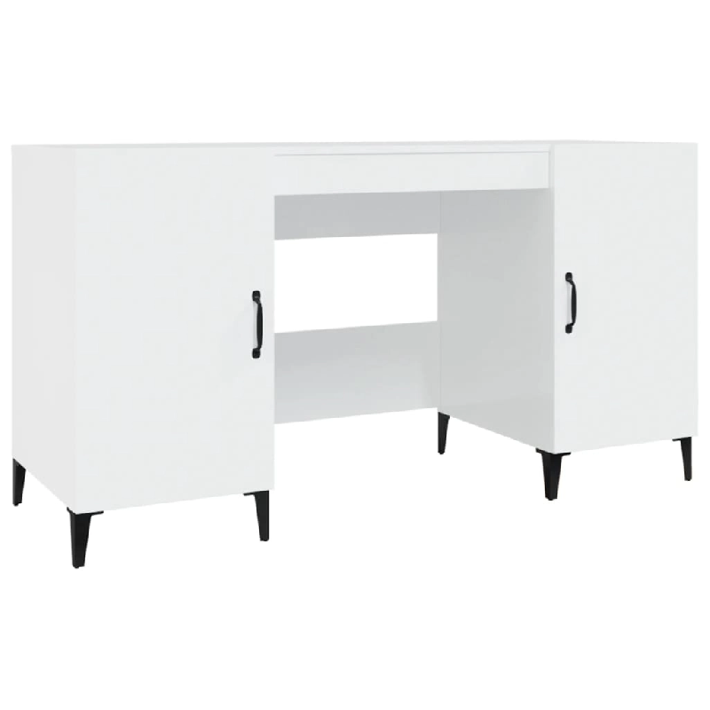 Helloshop26 - Bureau table poste de travail meuble d'ordinateur informatique étude brillant 140 x 50 x 75 cm bois d'ingénierie blanc 02_0023541 - 30_0