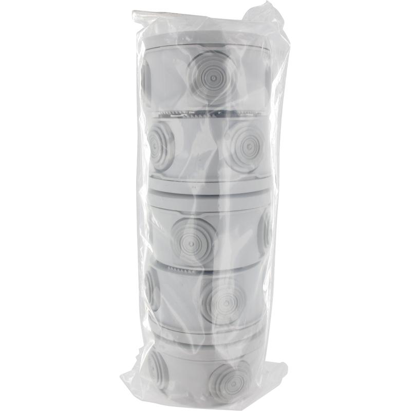 Lot de 5 boîtes de dérivation étanches BLM - diamètre 70mm - 960°C - IP55 - plastique gris_0