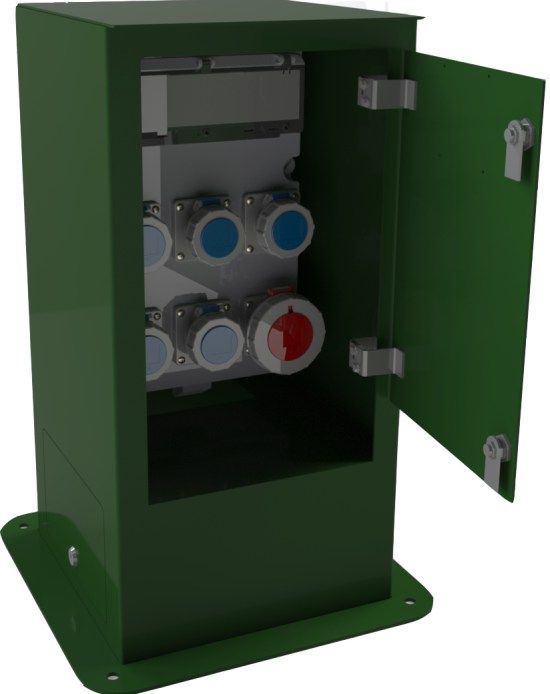 Pitchoune - borne de distribution d'énergie fixe - IPBE - capacité jusqu'à 6 prises avec porte verrouillable et passe-câble_0
