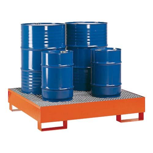 Bac de rétention acier 298 litres avec caillebotis - lubrifiants - peinture époxy - grille démontable_0