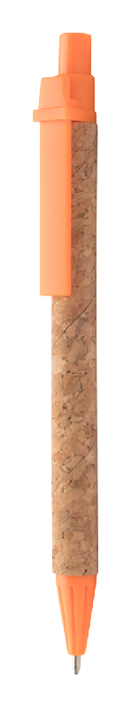 Stylo à bille en papier recyclé - recouvert de liège - encre bleue - couleur orange_0