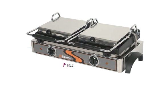 Appareil à panini - Grill double contact en fonte - Codigel - Thermostat jusqu'à 250°C - Dimensions 690x430x240 mm_0
