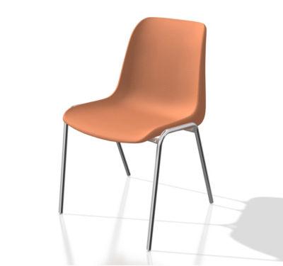 Chaise collectivité Coque universelle - Polypropylène - Orange - Pieds métal chromé - lot de 6_0