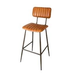 Antic Line Créations Chaise de bar écolier cuir L46 x P51 x H106 - Assise 73 cm - marron cuir CS1465_0