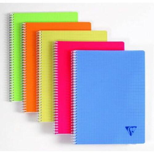 Clairefontaine Lot de 10 Cahier Linicolor Fresh 24x32, 100p./50 feuilles 90 g/m² reliure intégrale, couv. Polypro assortis, quadrillé 5x5 - 3329683_0