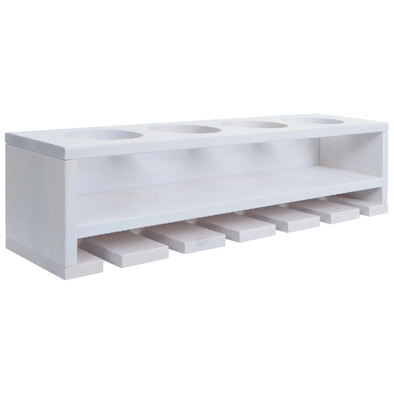 Décoshop26 - Etagère murale design moderne pour 4 bouteilles et 6 verres 12 x 48 x 12 cm en bois blanc 04_0009091 - 3000267311496_0