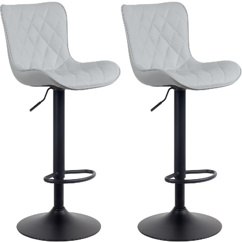 Décoshop26 - Lot de 2 tabourets de bar en synthétique gris pieds en métal noir hauteur réglable pivotant TDB10732 - gris 3002487532699_0