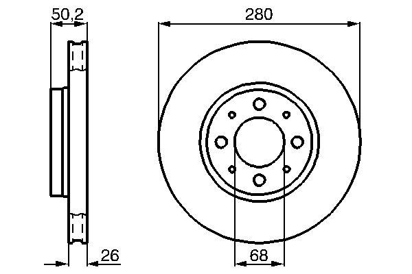 Disque de frein Bosch 0986478602 - 2 disques ventilés pour montage avant avec 4 trous_0