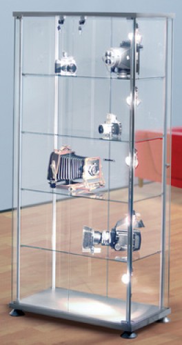 H 1.800 -  vitrine exposition en verre - colonne rectangulaire - verre et aluminium_0