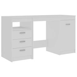 Helloshop26 - Bureau table poste de travail meuble d'ordinateur informatique étude 140 x 50 x 76 cm bois d'ingénierie blanc 02_0023523 - 3000214364889_0