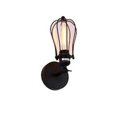 Lampe murale vintage en métal E27 60W Noir 11X16X32Cm Edm - 8425998321050_0