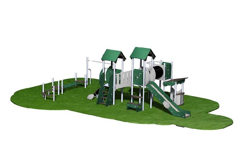 Structure de jeux inox 3 tours - gamme Alpha AL31203I - pour enfants dès 2 ans, capacité de 25_0