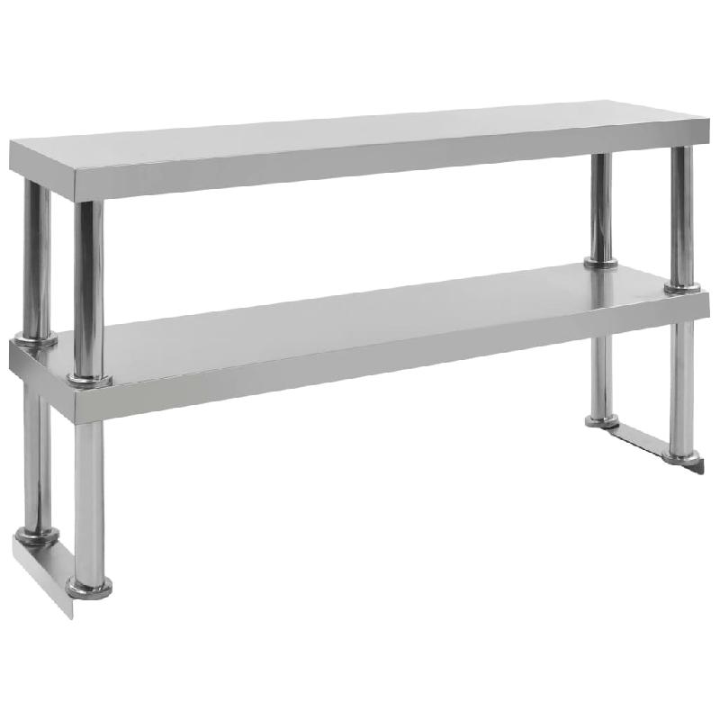 Vidaxl étagère de table de travail 2 niveaux 120x30x65 cm inox 51193_0