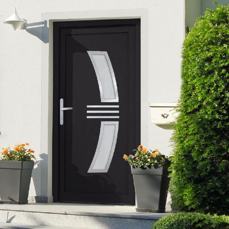 Vidaxl porte d'entrée anthracite 88x200 cm pvc 3187931_0