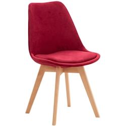 Décoshop26 - Chaise de salle à manger design scandinave en tissu velours rouge pieds bois clair FAL101544 - 3000394269608_0