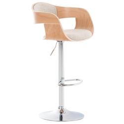 Décoshop26 - Tabouret de bar x1 design scandinave en tissu crème et structure en bois clair 10_0005050 - 3000252431307_0