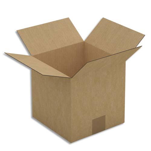 Emballage paquet de 25 caisses américaines en carton brun simple cannelure - dim. : l20 x h20 x p20 cm_0