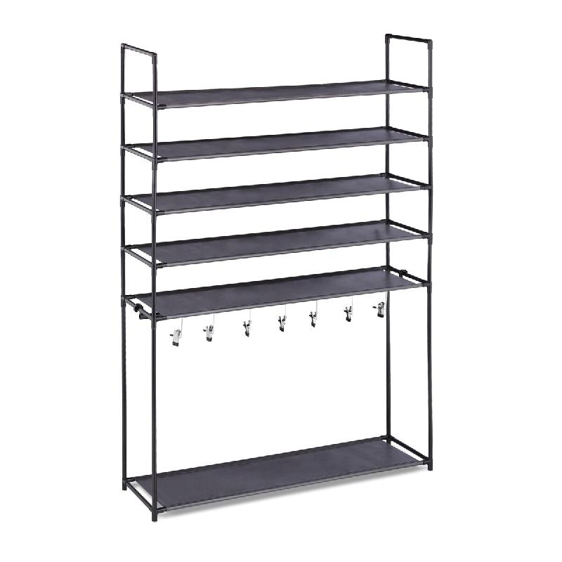 Helloshop26 - Étagère à chaussures 6 niveaux rangement couloir 153 x 99 x 30 cm montage rapide en métal gris 13_0011346 - gris métal 3000245723846_0