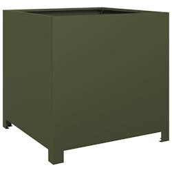 Helloshop26 - Jardinière bac lit surélevé plantes fleurs terrasse jardin olive 50 x 50 x 50 cm acier vert 02_0038703 - 3000217931781_0