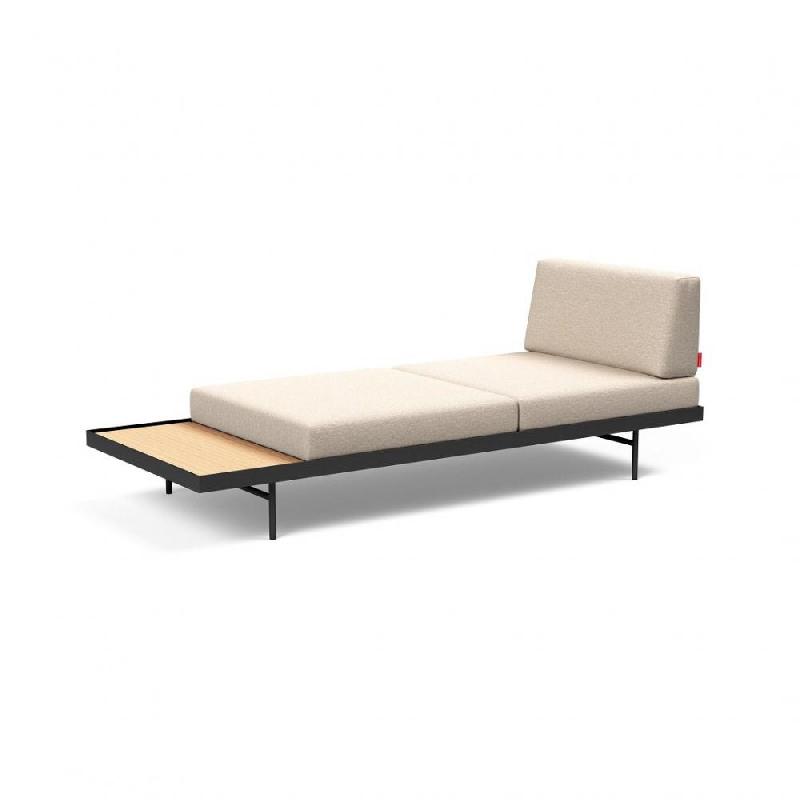 INNOVATION LIVING  CANAPÉ DESIGN PURI CONVERTIBLE LIT 195*80 CM TISSU  ARGUS NATURAL  AVEC TABLE CHÊNE_0