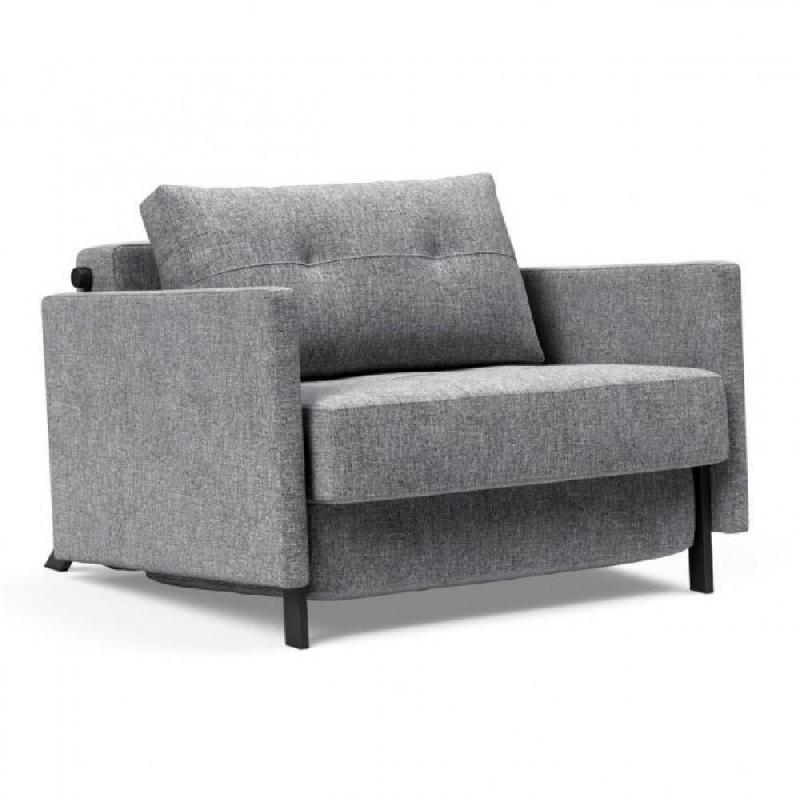 INNOVATION LIVING  FAUTEUIL DESIGN SOFABED CUBED 02 ARMS TWIST GRANITE CONVERTIBLE LIT 200*90CM_0
