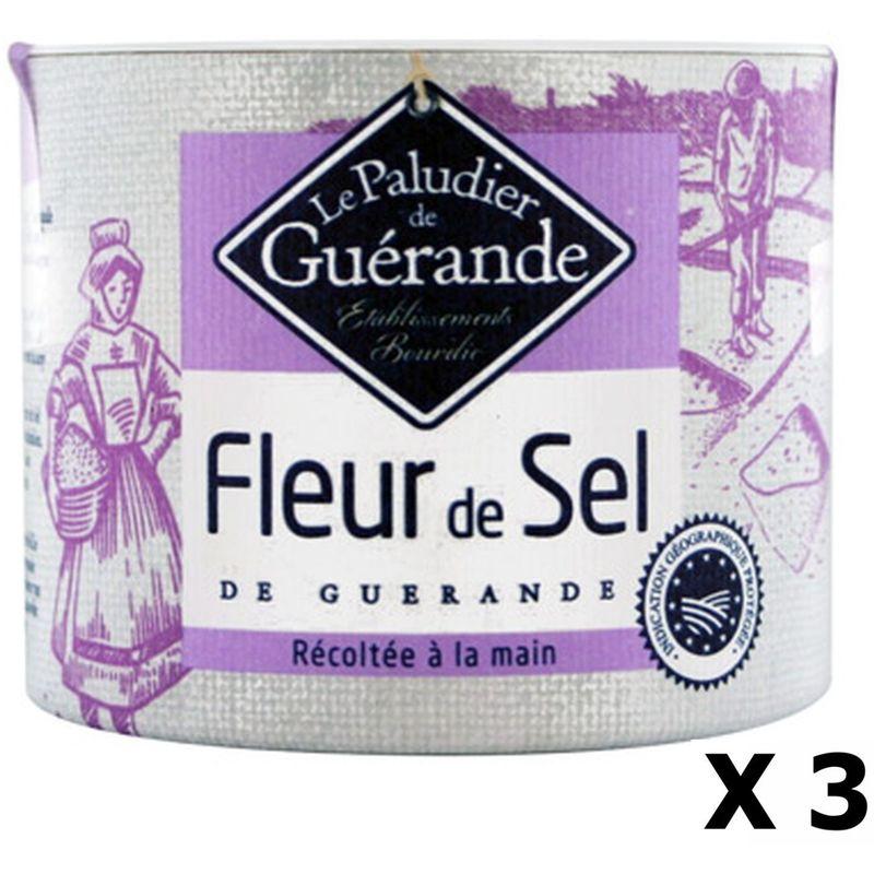 LOT 3X FLEUR DE SEL DE GUÉRANDE - LE PALUDIER DE GUÉRANDE - BOÎTE 125G - BLANC
