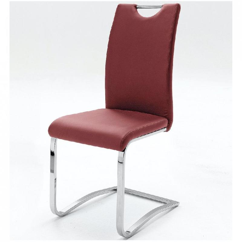 Lot de 4 chaises Kilou en tissu bordeaux avec piètement luge noir mat - design chic et moderne_0