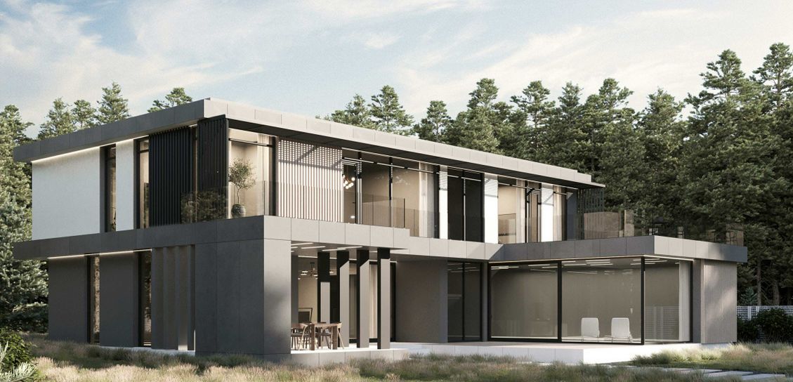 Maison moderne  préfabriquée béton acier à deux étages 305 m2 - ISK305_0