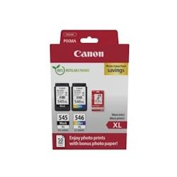 Pack de 2 cartouches d'encre haute capacité + pack papiers photo - Canon PG-545XL Noir + CL-546XL Couleur - Compatible PIXMA TR4550, TS205, MG2555S_0