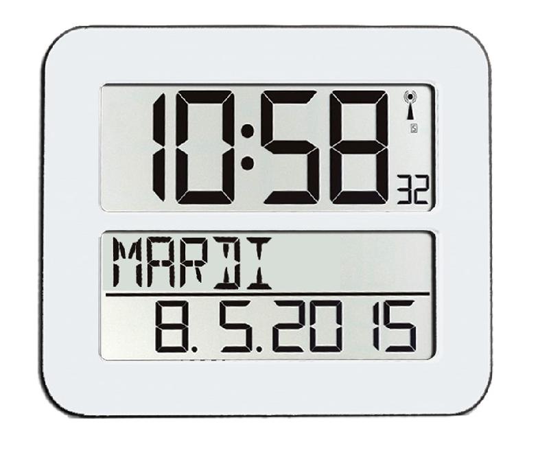 Pendule/horloge murale électronique radio-pilotée - blanc #6412/2t_0