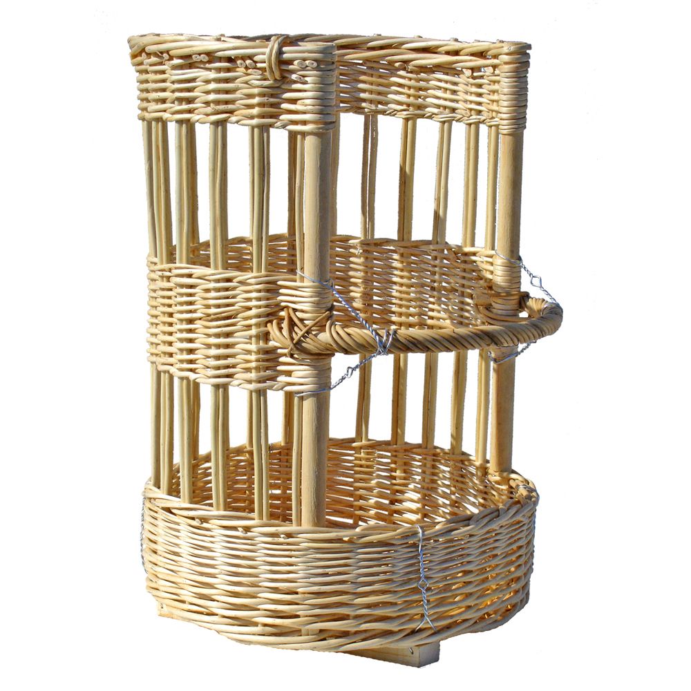Porteuse à pains - D.44 x Ht 62 - Osier blanc, bois et fer galvanisé_0
