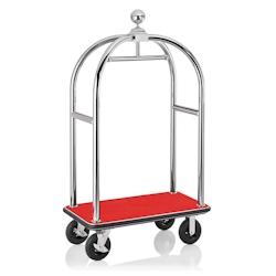 WAS Germany - Chariot à bagages, 113 x 62 x 191 cm, couleur argent, tapis rouge, acier inoxydable (4425000) - rouge inox 4425 000_0