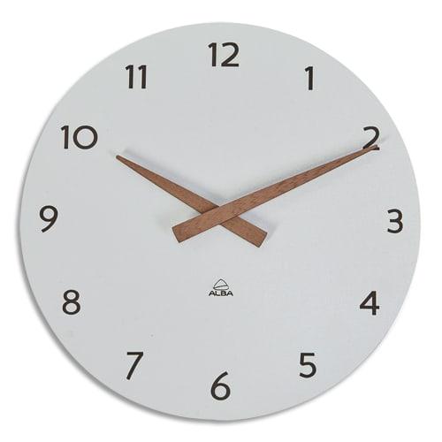 Alba - Horloge murale blanche nature et tendance - Diamètre 30 cm - Éco-responsable et recyclable à 80%_0