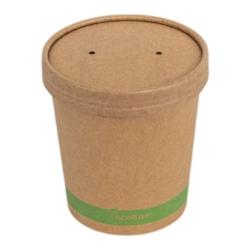 Betik Pots à soupe kraft ø 10 x 10,8 cm - 480 ml + couvercles (250 unités) - marron en carton 001010456_0