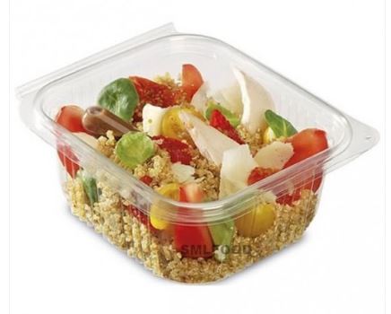 BF250LL_S - Barquette plastique PET recyclable avec couvercle charnière - 94x100x41mm / 250 cc_0