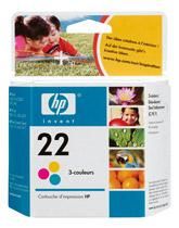 CART 3 COULEUR HP 22 C9352AE CAP STD - CARTOUCHE 3 COULEURS HP 22 C9352AE CAPACITÉ STANDARD: 138 PAGES