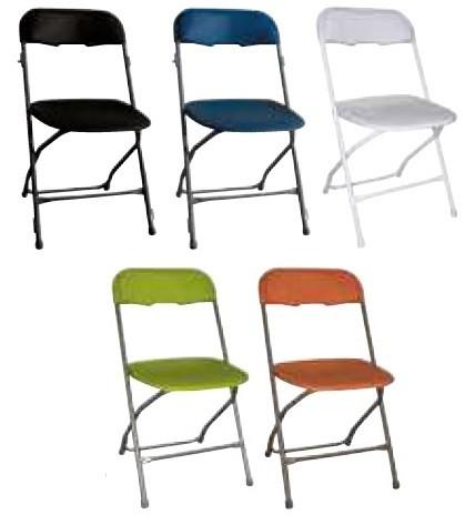 Chaise pliante Viky - assise et dossier en polypropylène teinté - empilable et assemblable - pieds acier Ø 19 mm_0