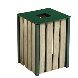 Corbeille Exterieure Eden Bois 50L Vert Mousse Sans Cendrier - 57874 - Rossignol - vert 57874_0