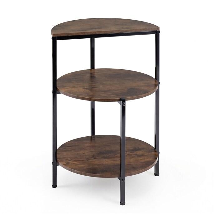 COSTWAY table d'appoint ronde 3 étages bois métal, marron pour petit salon. - marron Bois manufacturé TH32086OR_0