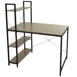 Décoshop26 - Bureau avec étagère table pour ordinateur 100 x 60 cm métal MDF gris-brun 04_0006015 - gris 3000261598565_0