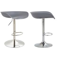 Décoshop26 - Lot de 2 tabourets de bar assise réglable en hauteur et pivotant en plastique gris pieds tulipe en métal chromé avec TDB10277 - gris_0