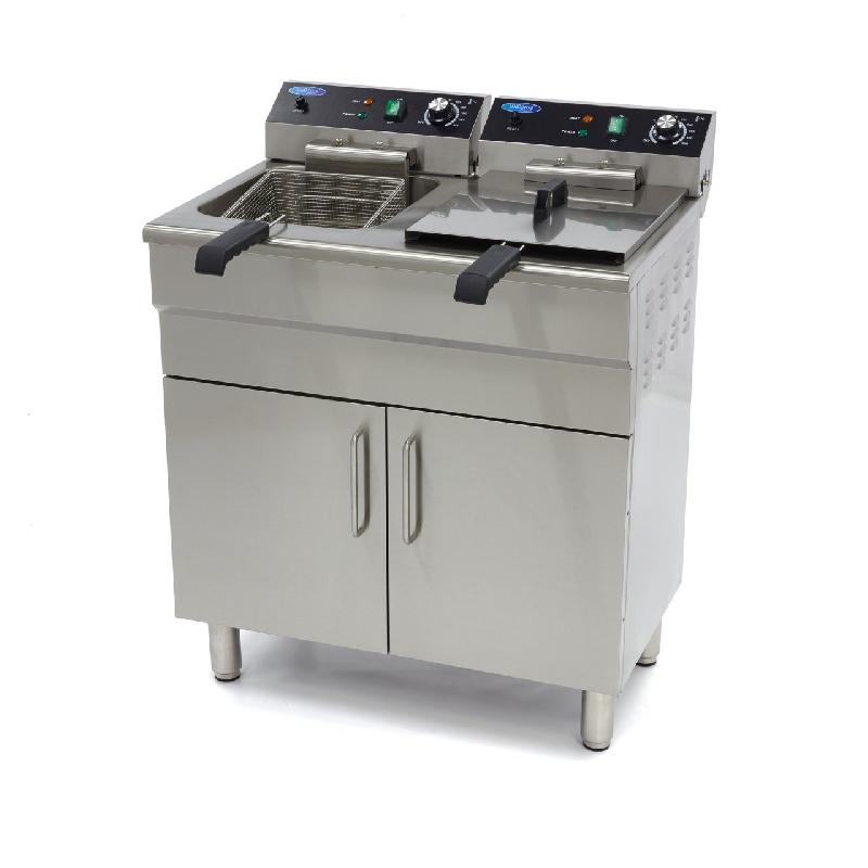 Friteuse professionnelle Maxima - 2 x 16 L - 2 paniers - robinet de vidange et support - 400V_0