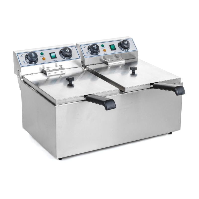 FRITEUSE ACIER INOX 2 BACS 13 LITRES CUVE AMOVIBLE AVEC MINUTERIE PROFESSIONNELLE 3614020_0