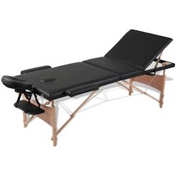 Helloshop26 - Table pliable de massage 3 zones avec cadre en bois noir 02_0001889 - noir 3000089761530_0