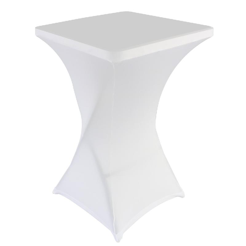 Housse de mange-debout carré blanche - 70x70x80 cm - élasthanne et polyester, usage professionnel_0